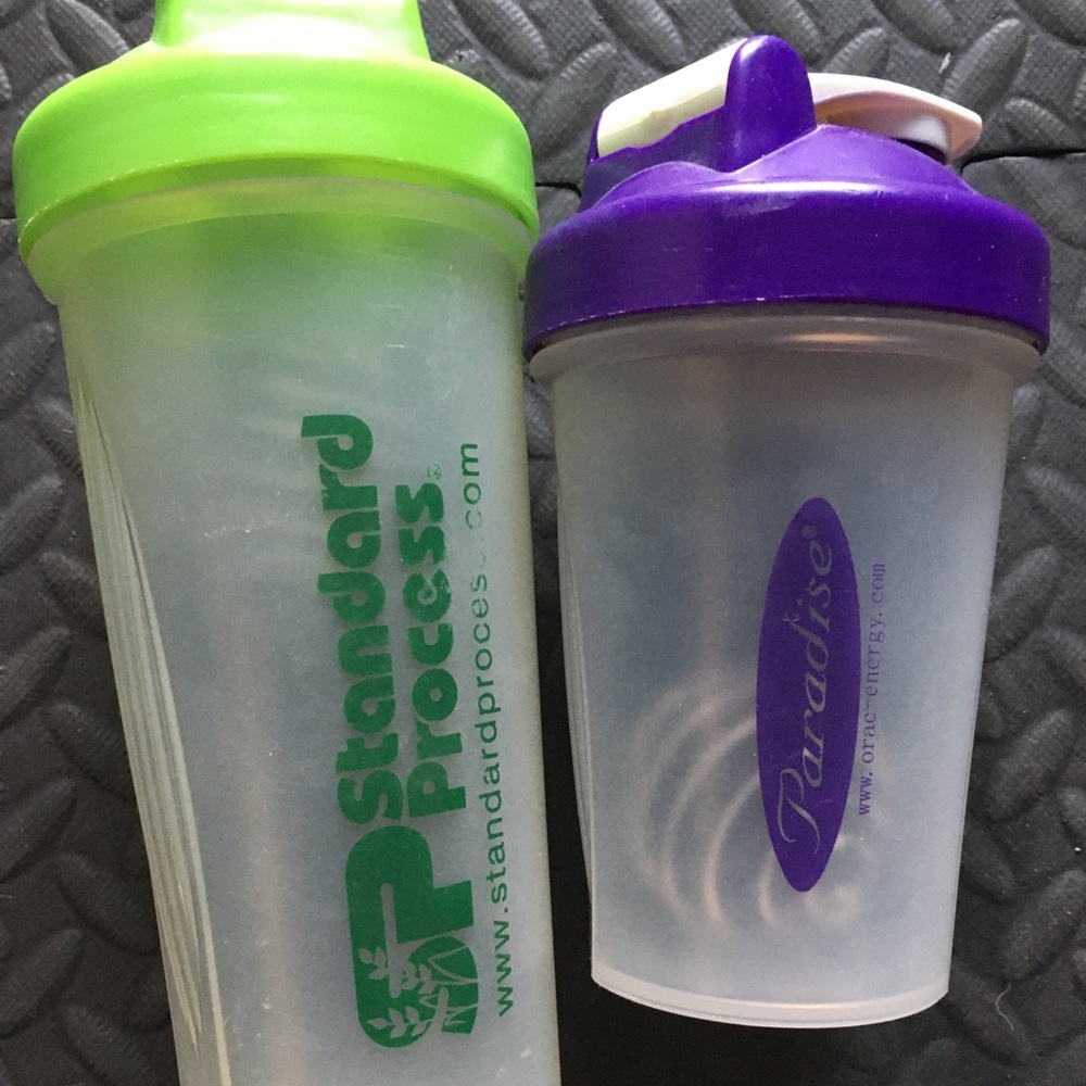 Set of 2- blender bottles, small and large size w-metal mixer balls